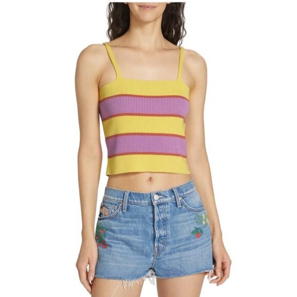 Mother Large The Tube Colorblocked Tank Purple Yellow Stripes NWT $178 MSRP - Picture 1 of 8